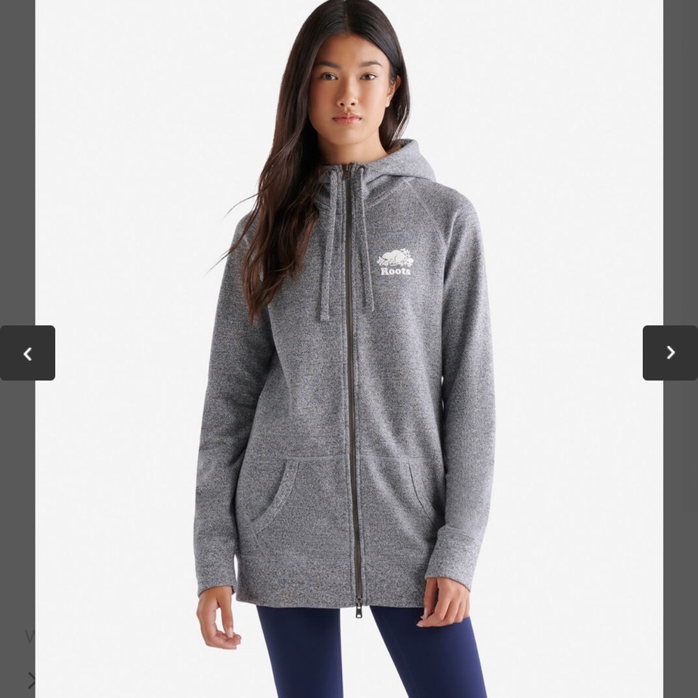 Roots Capri Full Zip Hoodie Grey & Black Speckles Size XL